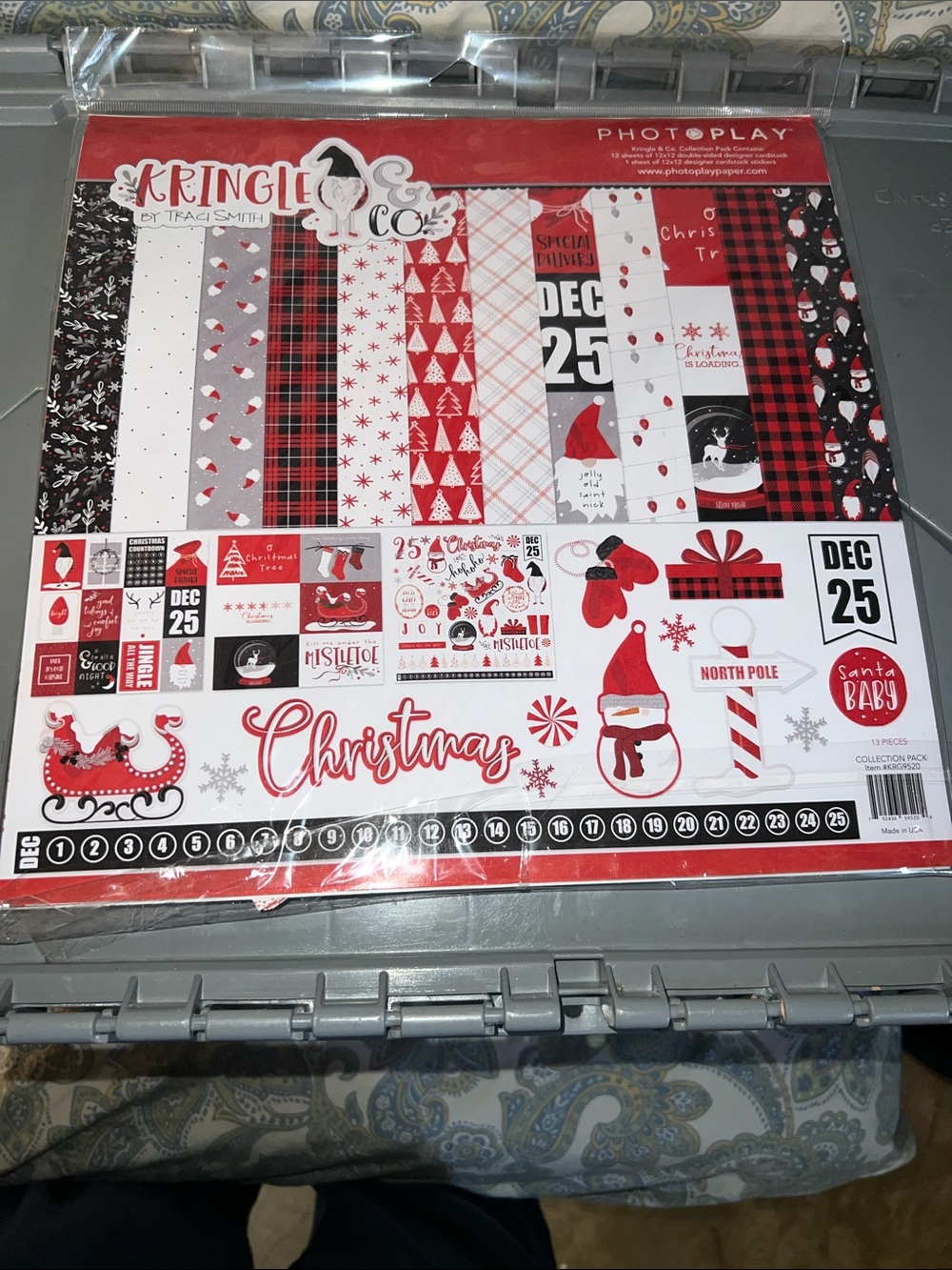 PhotoPlay "Kringle" Christmas Scrapbook Paper Pack - Red, Black, White